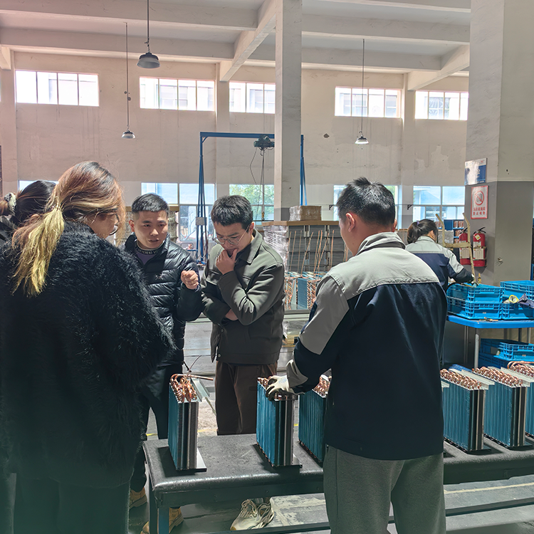 Preair Salespeople Observe the Copper Callipary Pipes Welding Process