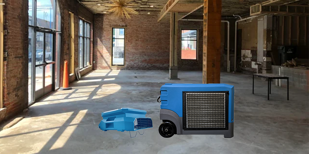 Air Mover and Dehumidifier for Drying Concrte