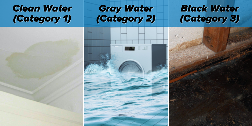 Types of Water Damage Clean Water Grey Water Black Water